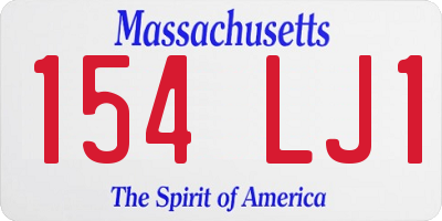 MA license plate 154LJ1