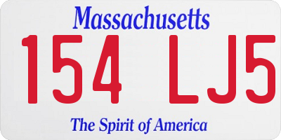 MA license plate 154LJ5