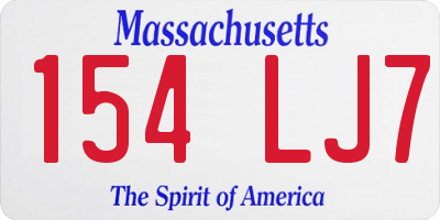 MA license plate 154LJ7