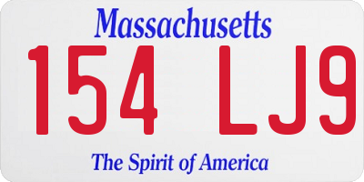MA license plate 154LJ9