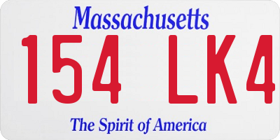 MA license plate 154LK4