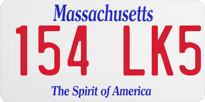 MA license plate 154LK5