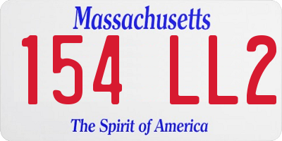 MA license plate 154LL2
