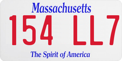 MA license plate 154LL7