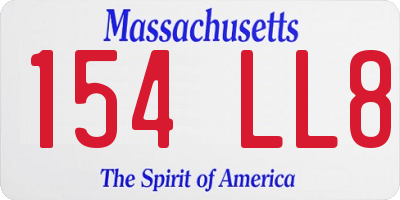 MA license plate 154LL8