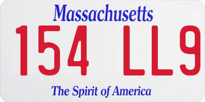 MA license plate 154LL9