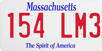 MA license plate 154LM3