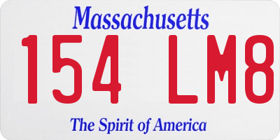 MA license plate 154LM8