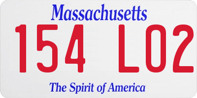 MA license plate 154LO2