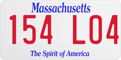 MA license plate 154LO4