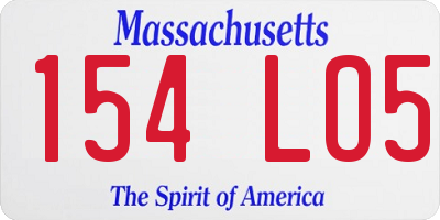 MA license plate 154LO5