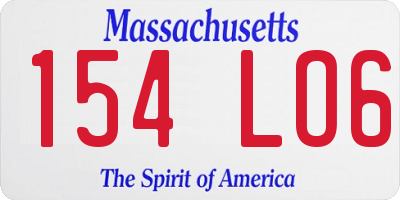 MA license plate 154LO6