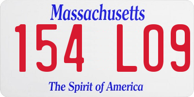 MA license plate 154LO9