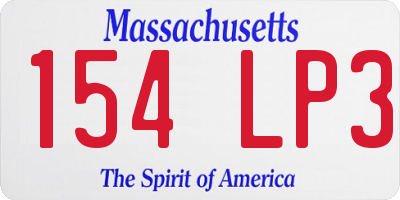 MA license plate 154LP3