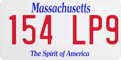 MA license plate 154LP9