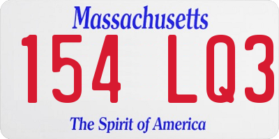 MA license plate 154LQ3