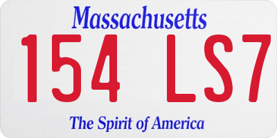MA license plate 154LS7