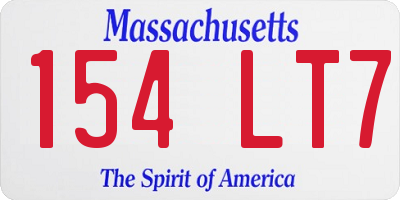 MA license plate 154LT7
