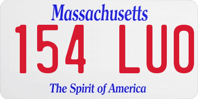 MA license plate 154LU0