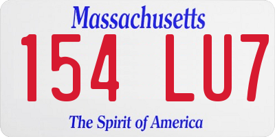 MA license plate 154LU7