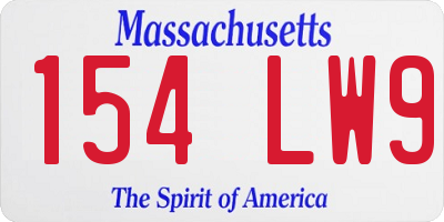 MA license plate 154LW9
