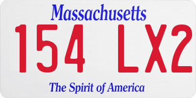 MA license plate 154LX2