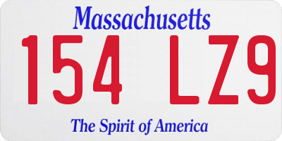 MA license plate 154LZ9