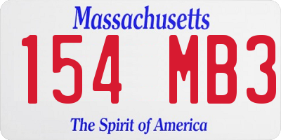 MA license plate 154MB3