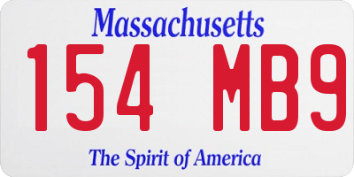 MA license plate 154MB9