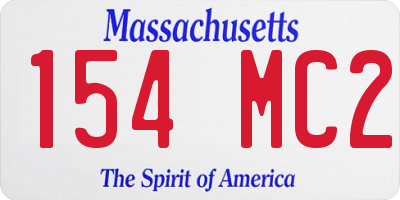 MA license plate 154MC2