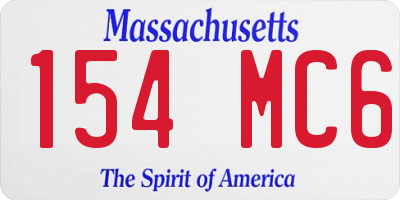 MA license plate 154MC6