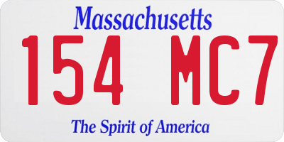 MA license plate 154MC7