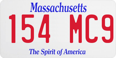 MA license plate 154MC9