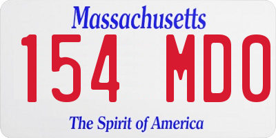 MA license plate 154MD0