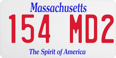 MA license plate 154MD2