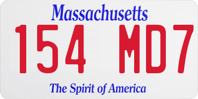 MA license plate 154MD7