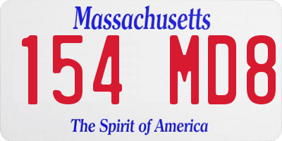MA license plate 154MD8