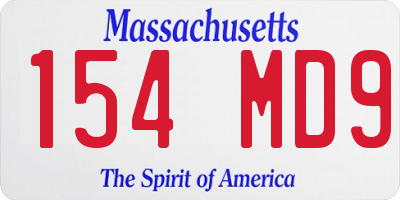 MA license plate 154MD9