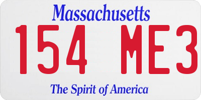 MA license plate 154ME3
