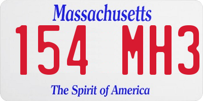 MA license plate 154MH3