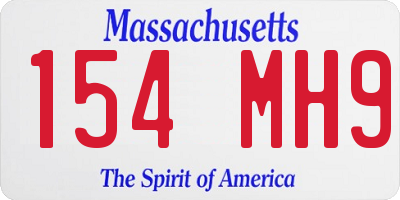 MA license plate 154MH9