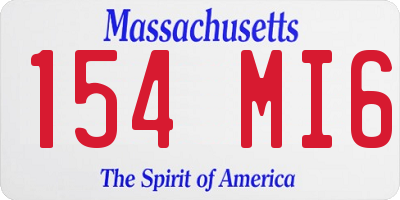 MA license plate 154MI6