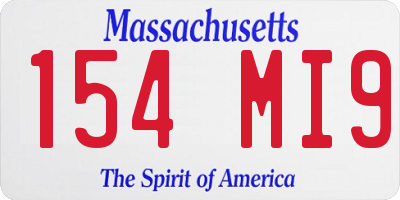 MA license plate 154MI9