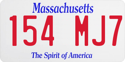 MA license plate 154MJ7
