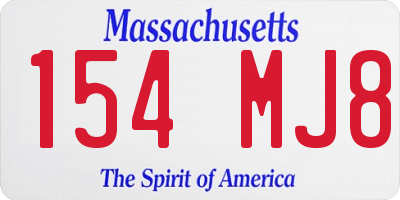 MA license plate 154MJ8