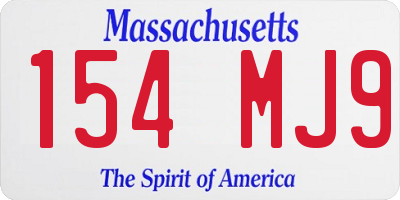 MA license plate 154MJ9