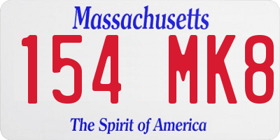 MA license plate 154MK8
