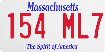 MA license plate 154ML7