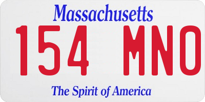 MA license plate 154MN0