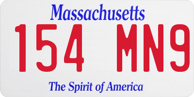 MA license plate 154MN9